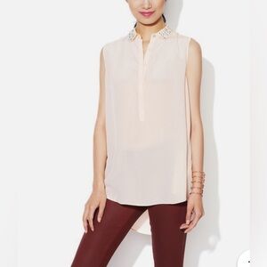 Rebecca Taylor Silk Studded Collar Top